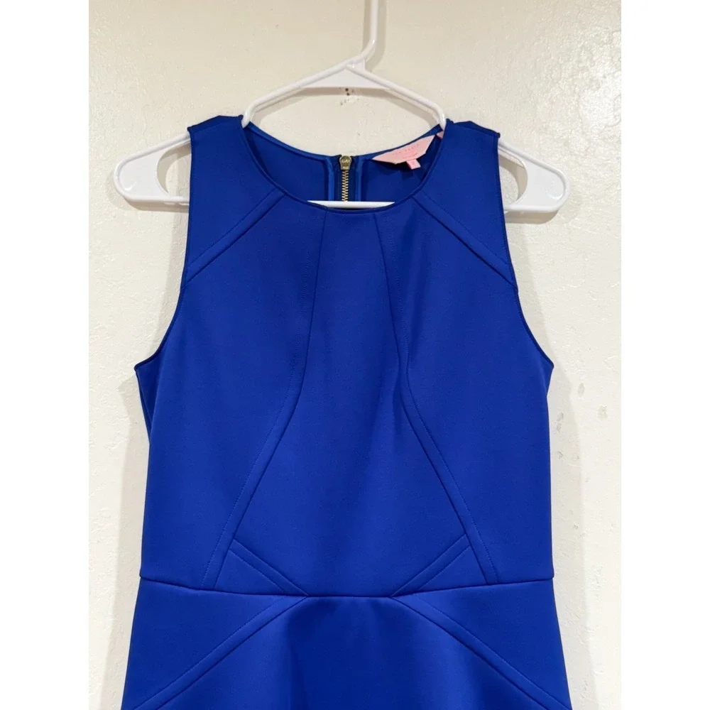 Ted Baker London Mitton Royal Blue Skater Dress Size 2 US 6 Sleeveless Zip Back